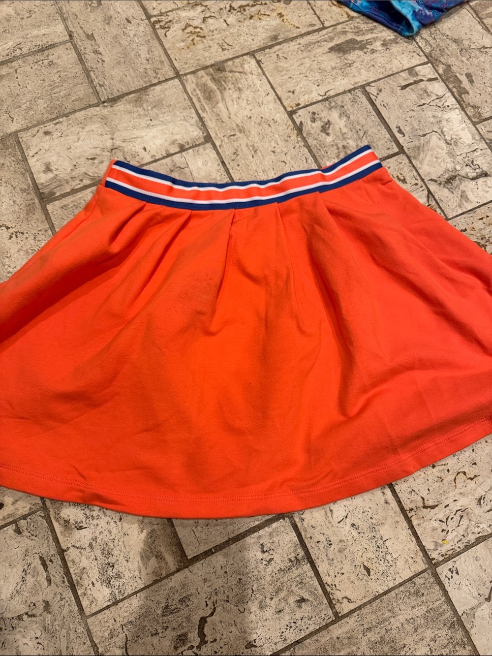 Janie and Jack Orange Skirt with Blue and White Striped Waistband